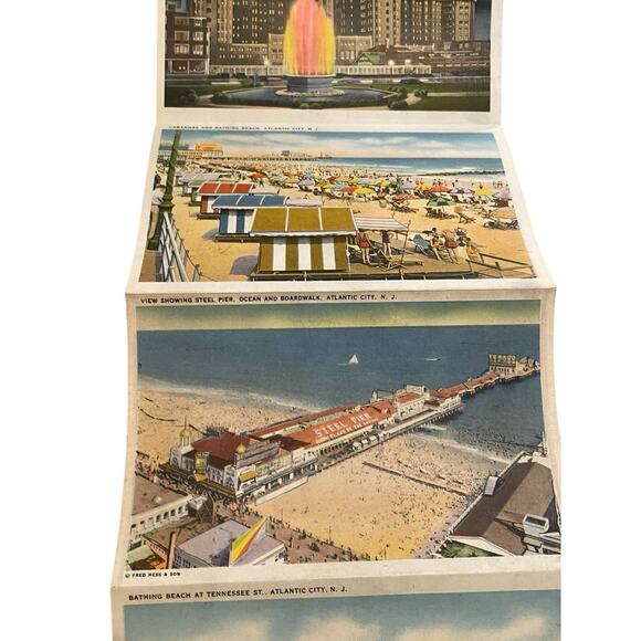 Vtg Souvenir Folder Atlantic City Photos 18 Two Sided Color Scenes 1940's Art - Picture 9 of 13